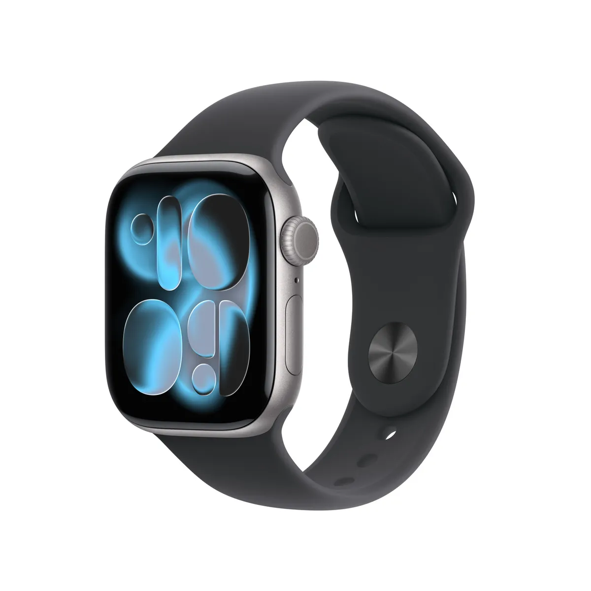 Apple Watch 11 42mm GPS smartwatch cu ecran negru și curea sport