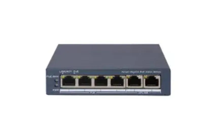 Switch PoE 4 porturi 60W Hikvision DS-3E1506P pentru camere IP