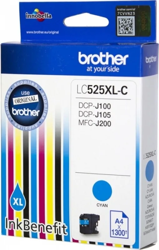 Cartus cerneala original Brother LC525XLC cyan pentru imprimante DCP-J100