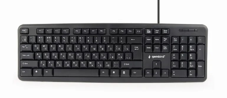 Tastatura Gembird USB 104 taste negru, vedere frontală