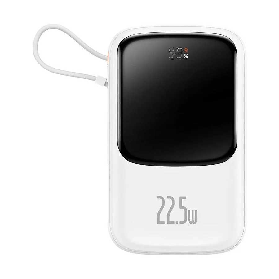 Baterie externă Baseus Qpow Pro 10000mAh cu ecran digital și cablu USB-C integrat