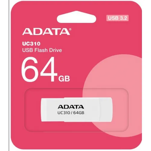 Stick USB 3.2 ADATA 64 GB cu protecție glisantă laterală albă