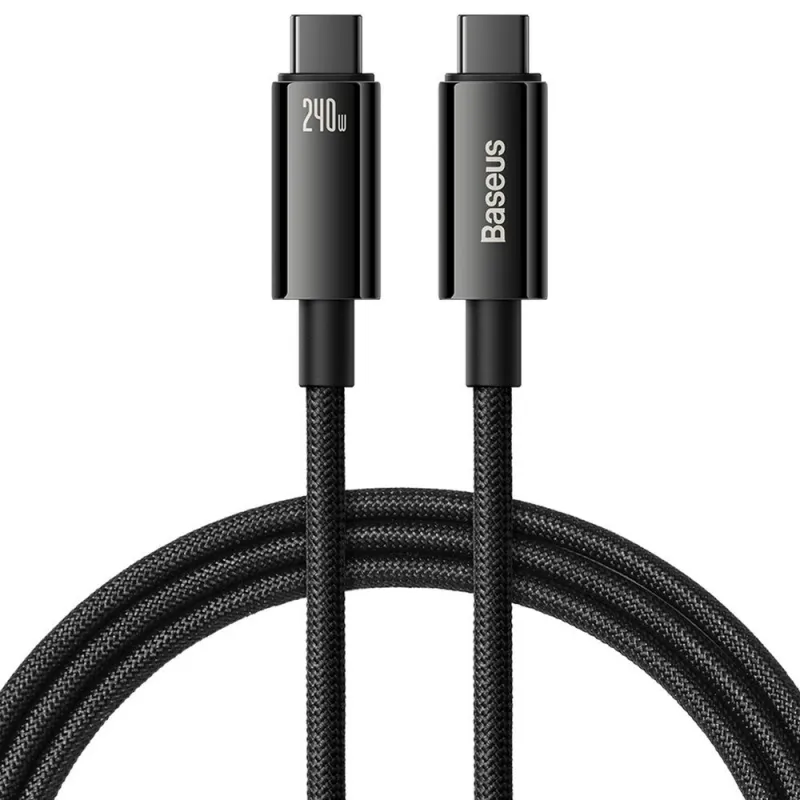 CABLU alimentare si date Baseus Tungsten Gold, Fast Charging Data Cable pt. smartphone, USB Type-C la USB Type-C 240W, braided, 2m, negru "CAWJ040101" (timbru verde 0.18 lei) - 6932172628833
