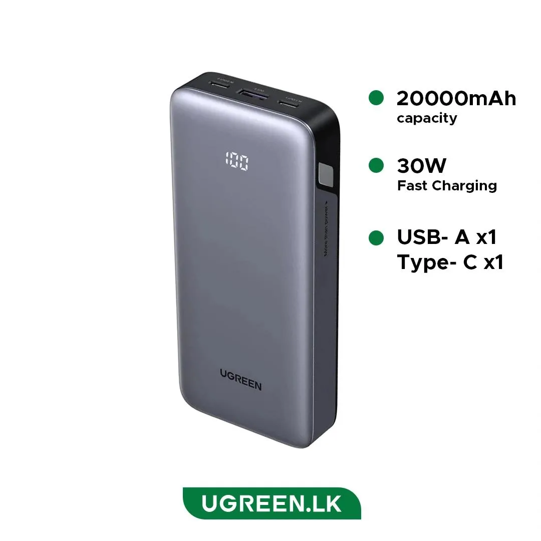 Baterie externă Ugreen PB532 20000mAh gri cu display digital