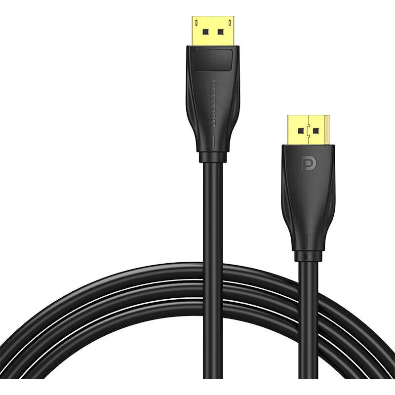 Cablu DisplayPort Vention negru 2 metri cu conectori auriti