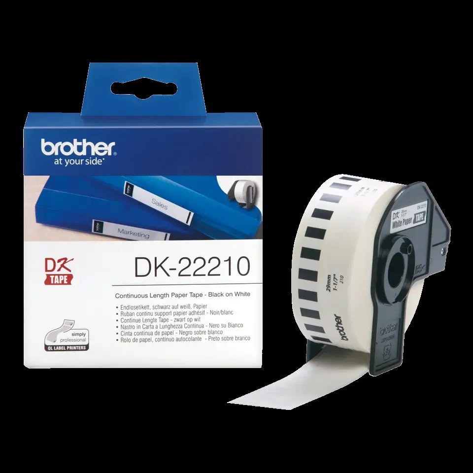 Rolă de etichete hartie Brother DK22210 alba 29mm x 30.48m
