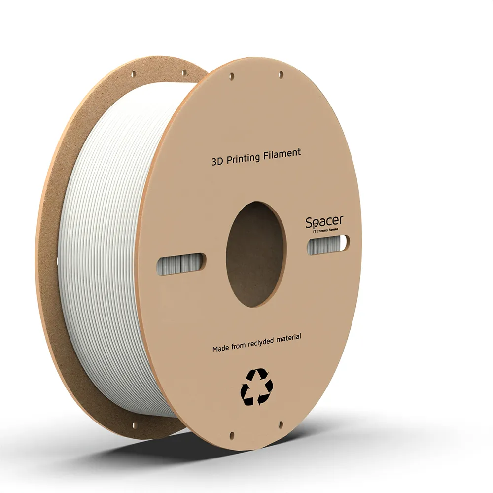 Bobină filament PLA Spacer albă diametru 1.75mm pentru imprimantă 3D