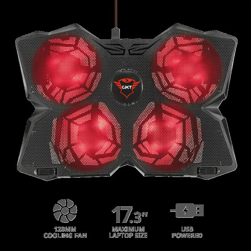 Stand de răcire laptop 17.3 inchi cu 4 ventilatoare și LED roșu