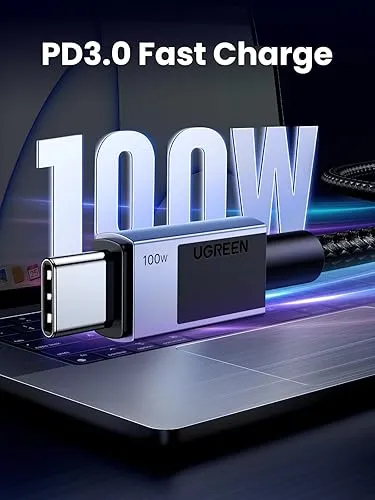 Cablu USB-C Ugreen 100W, 2 metri, gri, pentru încărcare rapidă