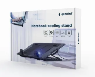Stand laptop 17 inch Gembird cu ventilator LED negru ajustabil