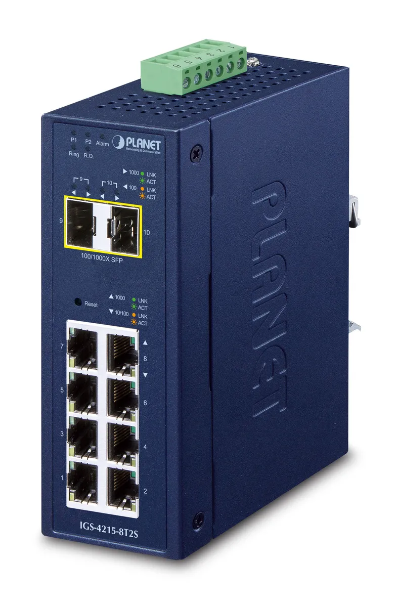 Switch de rețea Planet IGS-4215-8T2S cu 8 porturi Gigabit și 2 porturi SFP