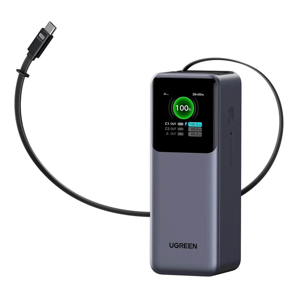 Baterie externă Ugreen 20000mAh PB726 gri cu display și 3 porturi