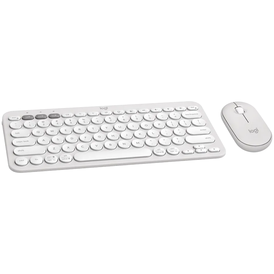 Set tastatură și maus Logitech Pebble 2 alb tonalitate wireless
