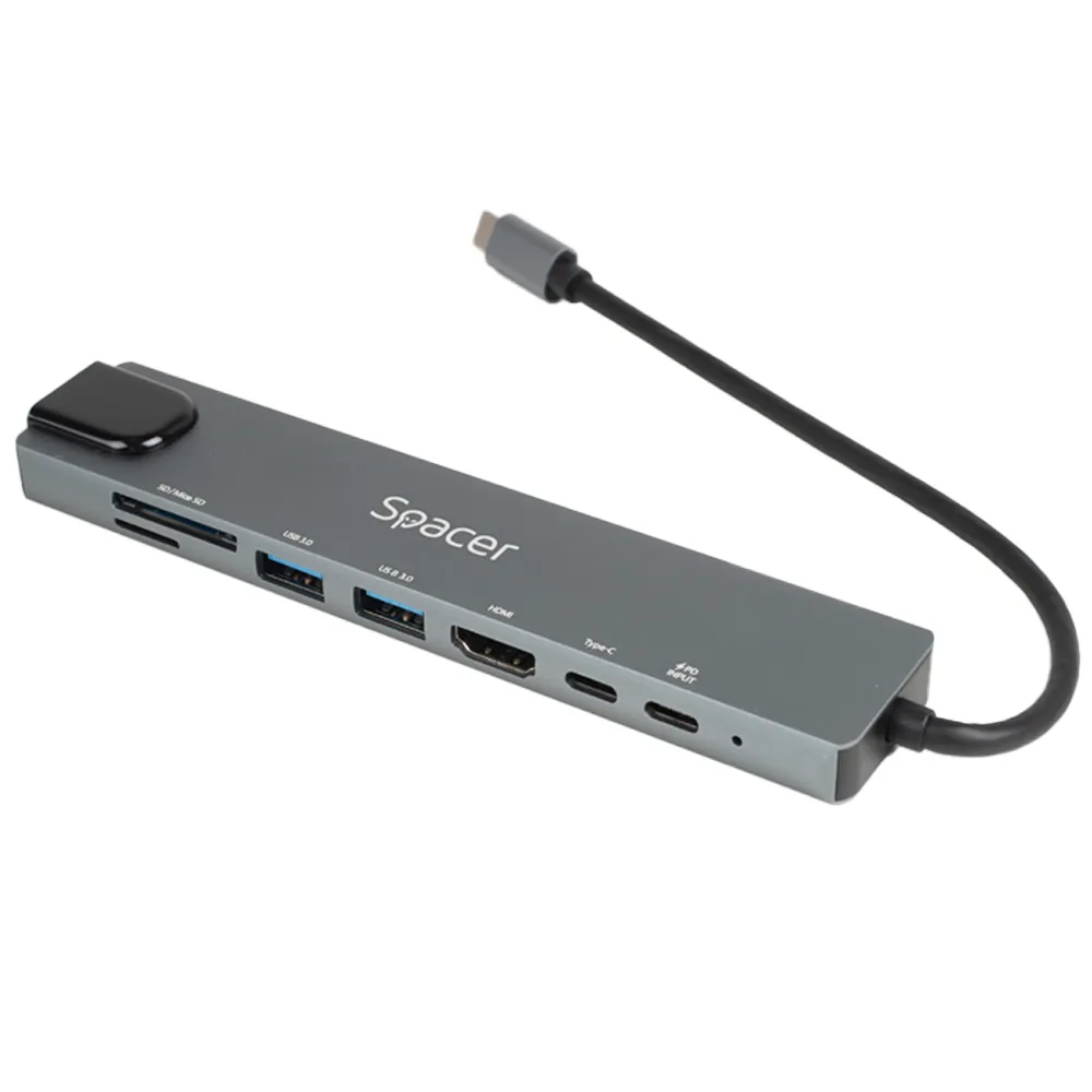 Stație de andocare USB-C 8 în 1 cu porturi HDMI, USB și RJ-45