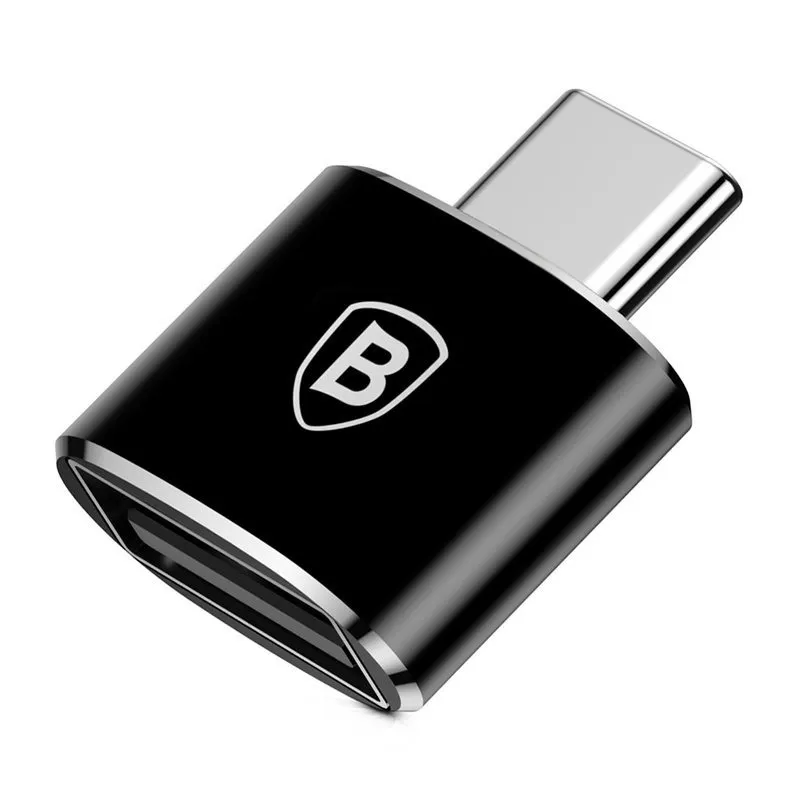 Adaptor OTG Baseus Mini USB 2.0 la USB-C corp metalic negru
