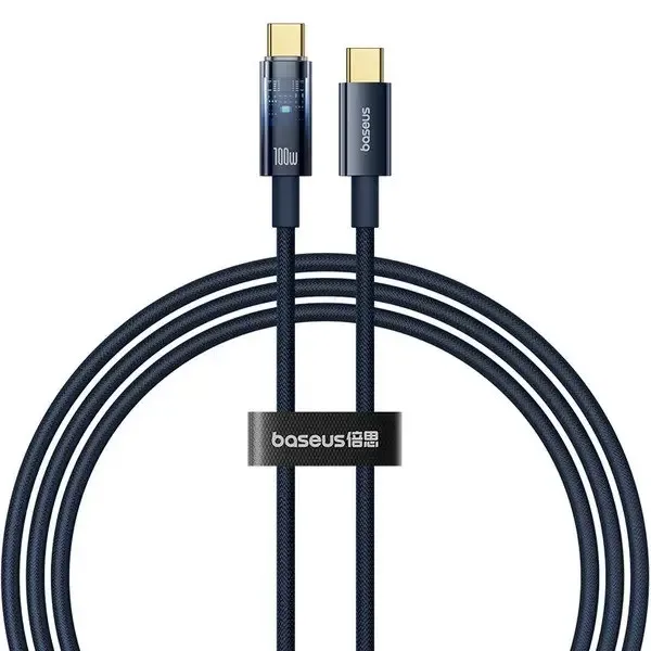 Cablu USB-C Baseus Explorer 100W brăidat albastru, 1 metru