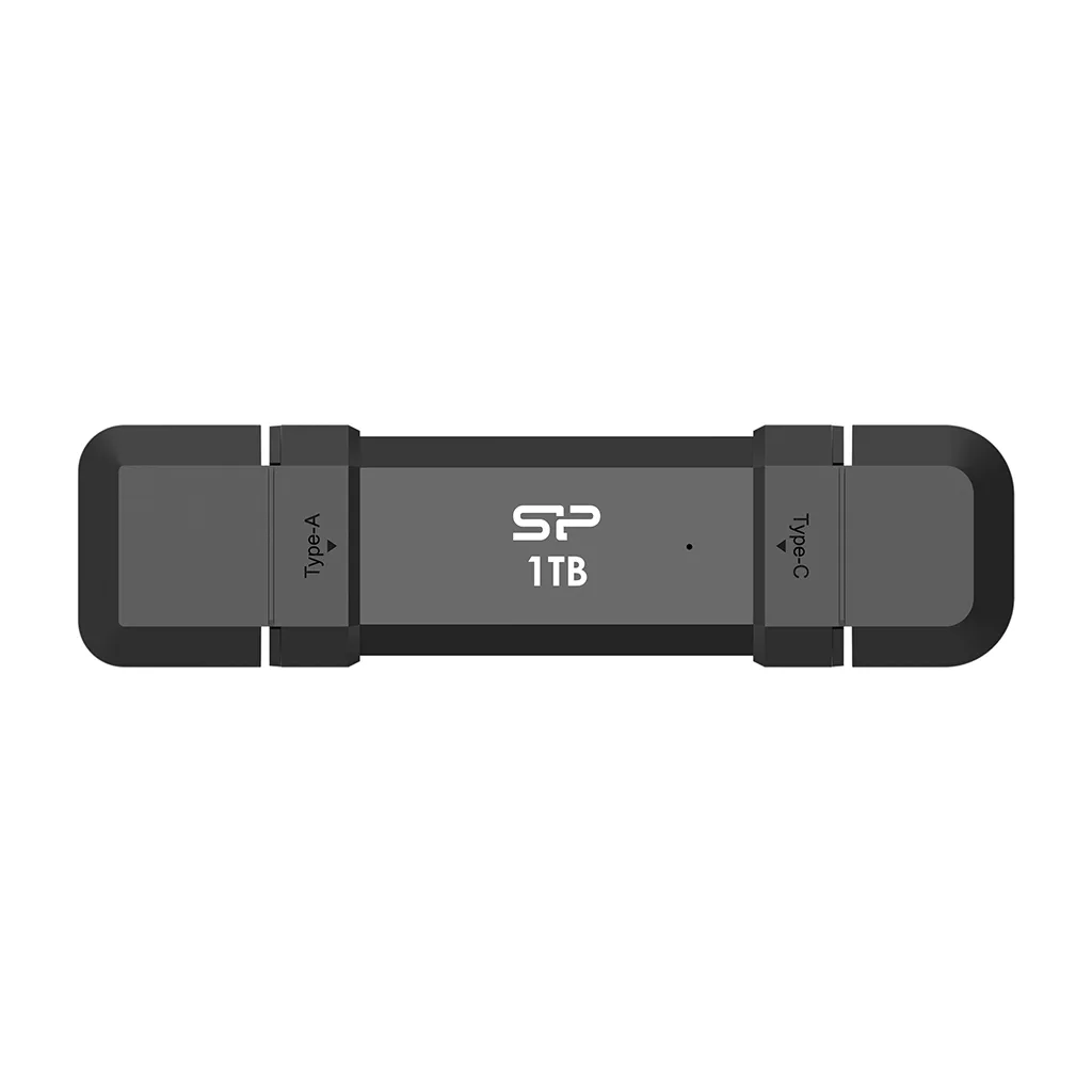 SSD extern Silicon Power 1TB negru cu conectori USB-C și USB-A