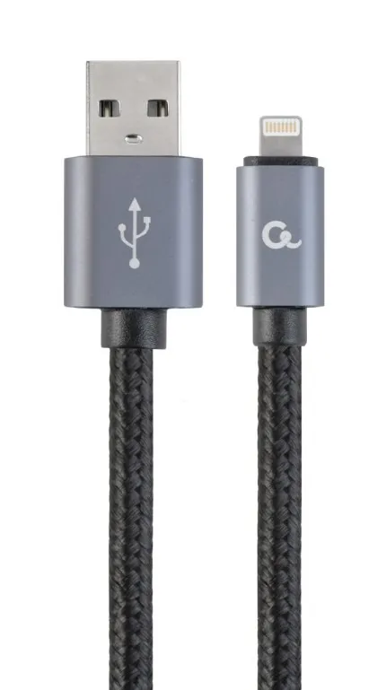 CABLU alimentare si date GEMBIRD, pt. smartphone, USB 2.0 (T) la Lightning (T), 1.8m, premium, conectori auriti, cablu cu impletire din bumbac, black, "CCB-mUSB2B-AMLM-6" (timbru verde 0.08 lei)