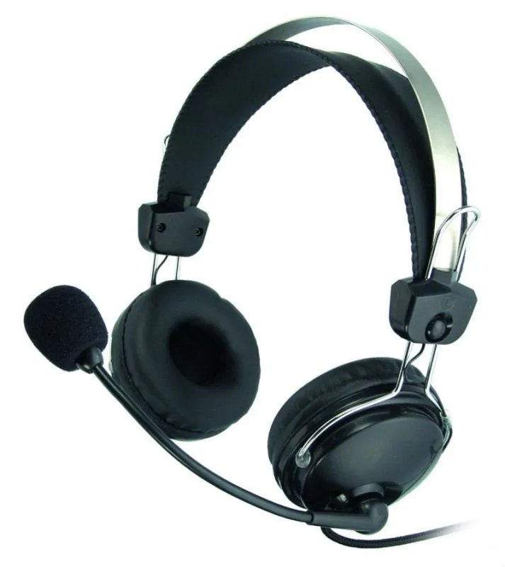 Căști A4Tech HS-7P negre cu microfon pe brat și cablul cu fir