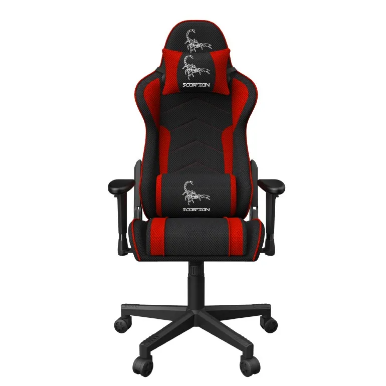 SCAUN GAMING GEMBIRD, ergonomic, reglabil inaltime, rotatie 360 gr, black & red sport, brate ajustabile, greutate max. 136kg, perna tetiera, perna lombara, dimensiuni 52*80*125~133.5cm "GC-SCORPION-01X"