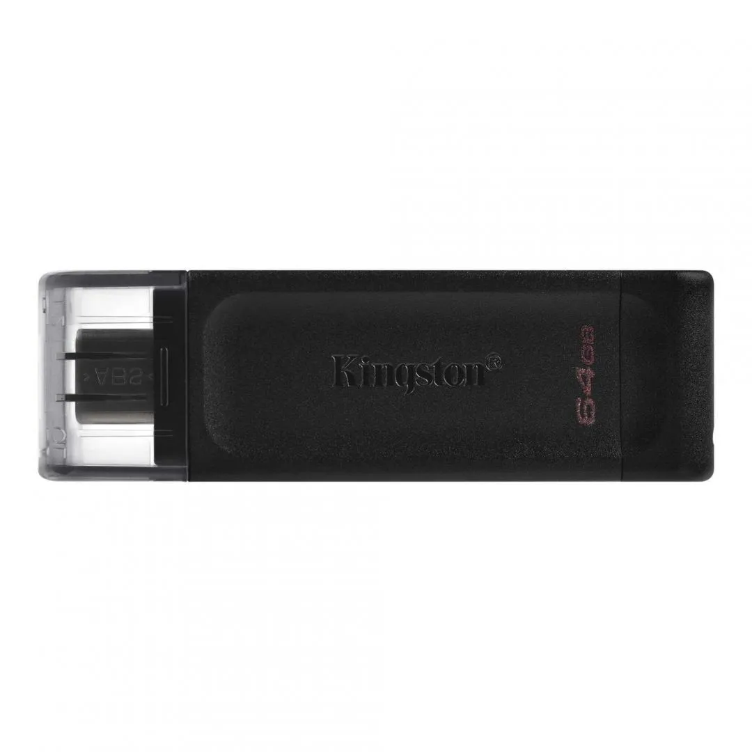 Stick USB Kingston Type-C 64GB negru cu capac protector