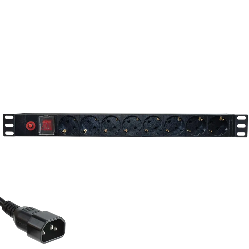 PDU rack 19 inch 1U Xcab Eco cu 8 posturi Schuko negru