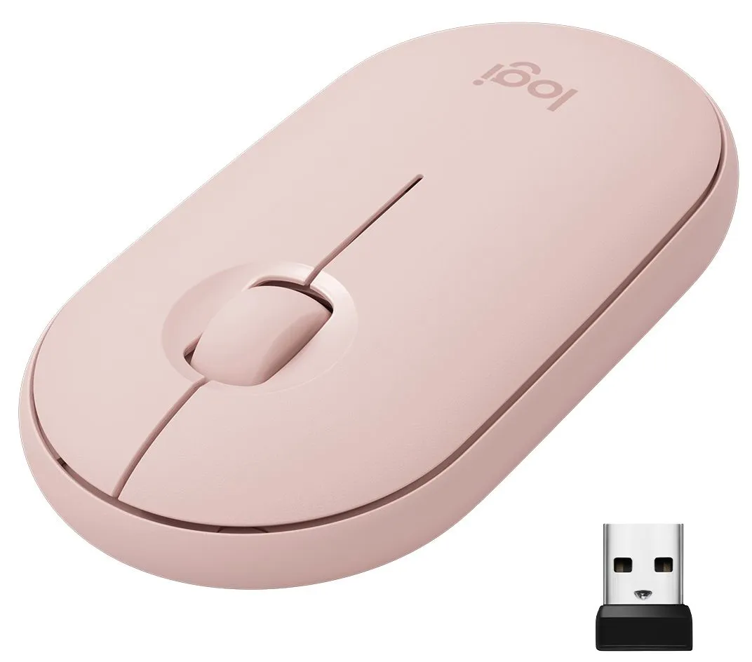 Mouse Logitech Pebble M350s wireless Bluetooth roz tonal