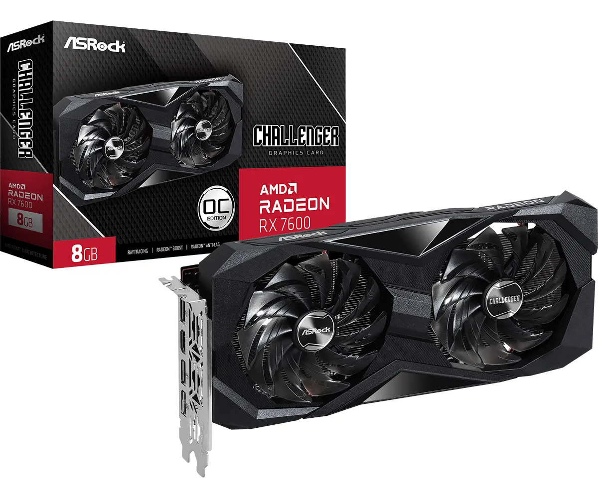 Placă video Asrock Radeon RX 7600 Challenger 8GB OC cu sistem de răcire dual