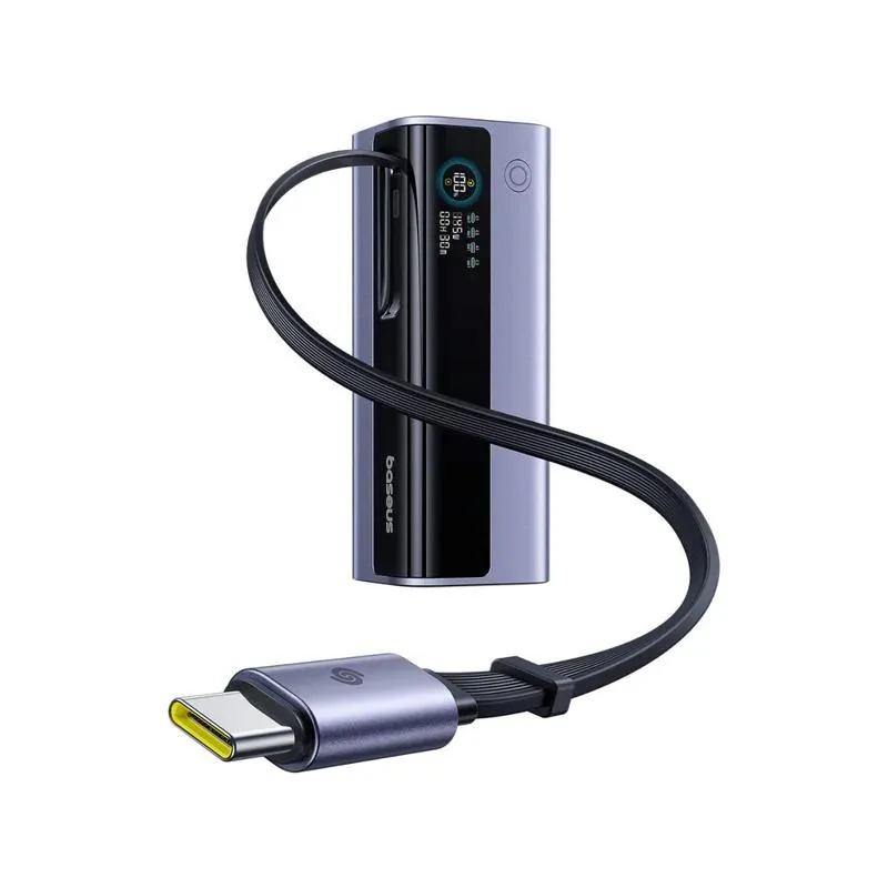 Baterie externă Baseus EnerGeek 20000mAh gri cu 3 porturi și display