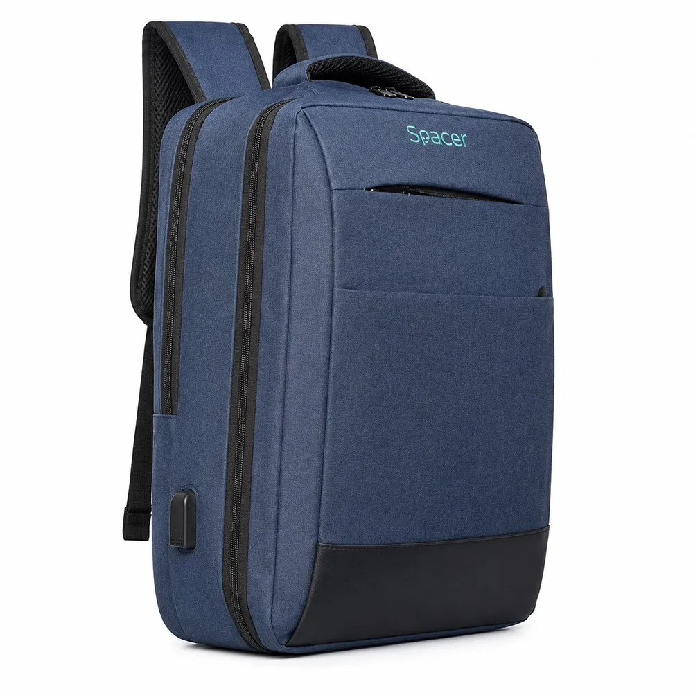 Rucsac Spacer New York Blue impermeabil cu design albastru modern pentru laptop 17 inch