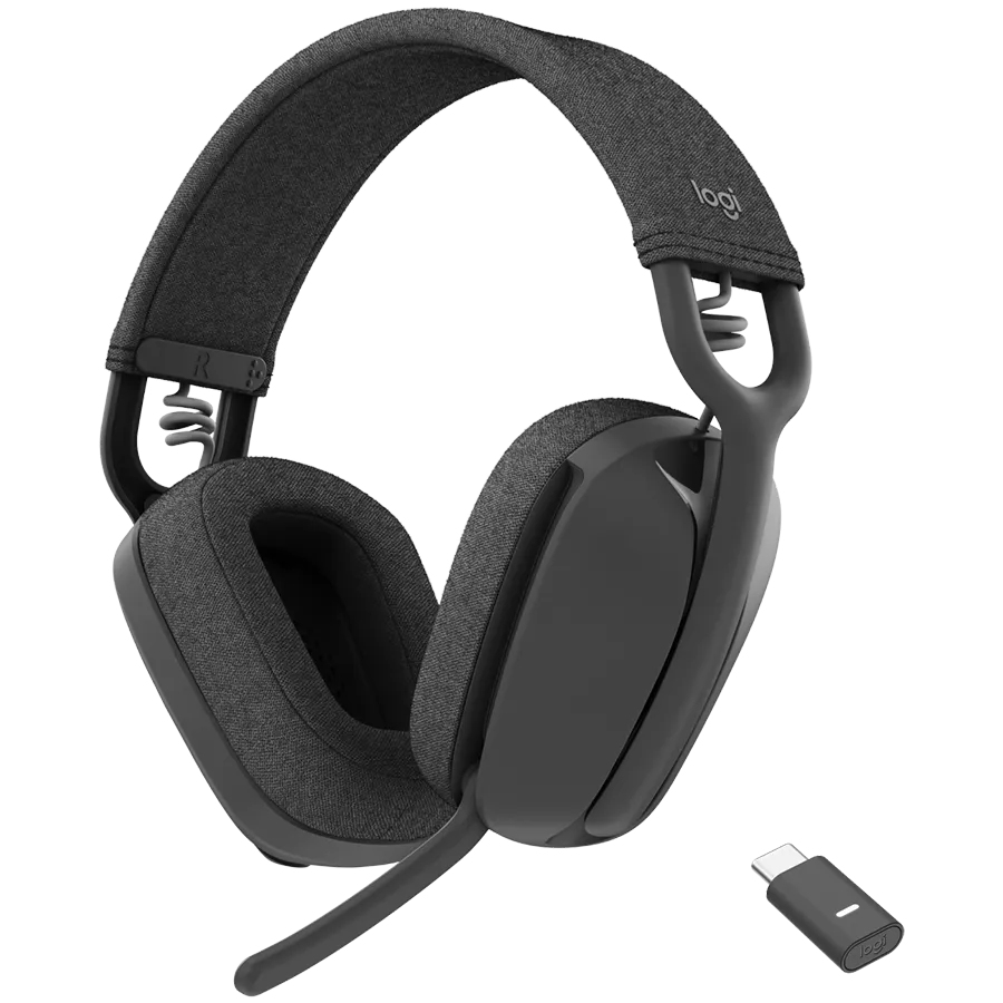 Căști wireless Logitech Zone Vibe UC negru-gri pentru conferințe