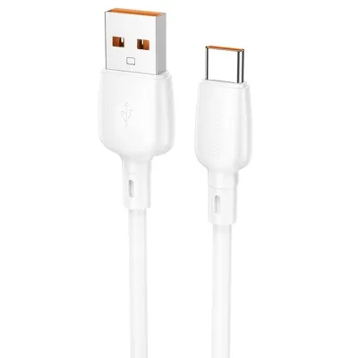 CABLU alimentare si date Borofone "BX93", Fast Charging Data Cable pt. smartphone, USB la USB Type-C 100W, 1m, alb "6941991103186" (timbru verde 0.18 lei)