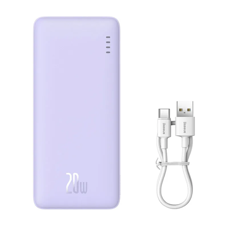 Acumulator portabil Baseus Airpow 10000mAh violet cu porturi USB și USB-C