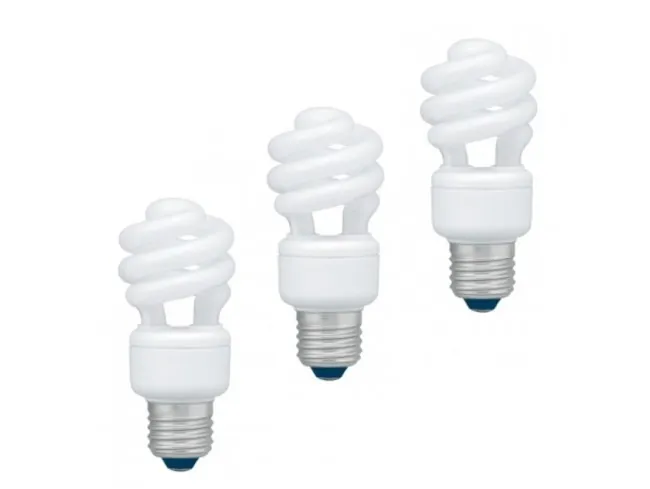 Set 3 becuri fluorescent Panasonic E27 11W spirală alb cald
