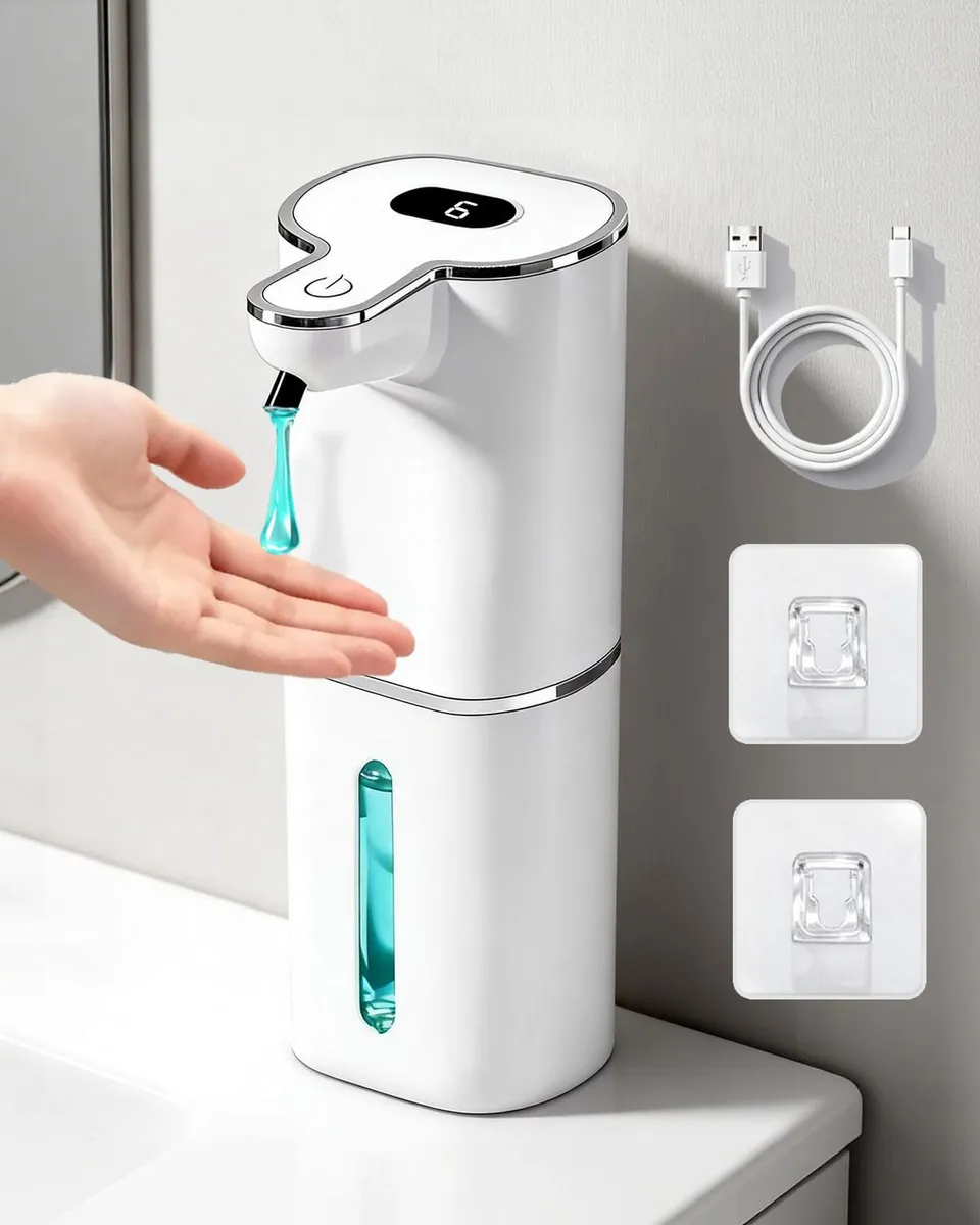 Dispenser de sapun automat alb cu senzor, 380ml, montare perete