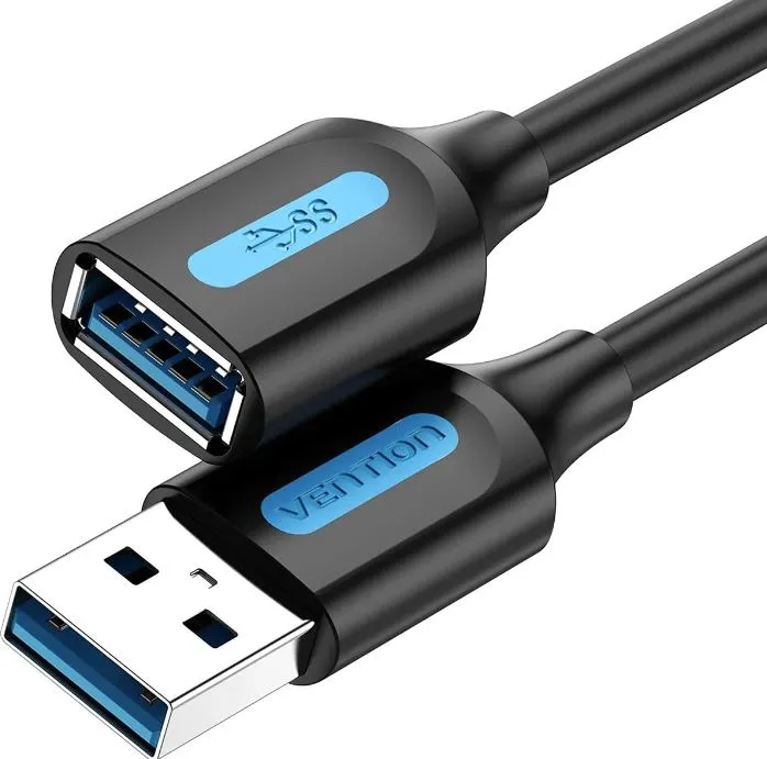 Cablu USB 3.2 prelungitor Vention negru, 0.5m, 5 Gbps