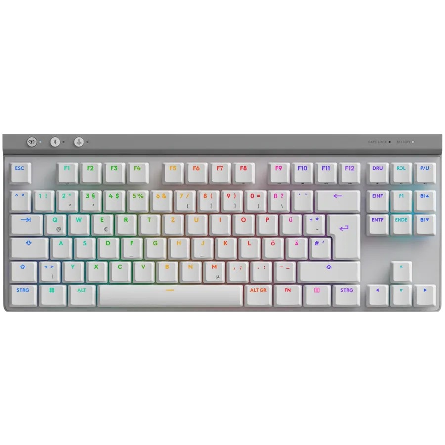 Tastatura mecanica Logitech G515 Lightspeed TKL alb, design compact