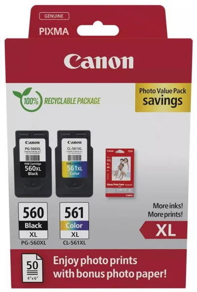 Cartus imprimantă Canon PG-560XL negru și CL-561XL color combo pack original