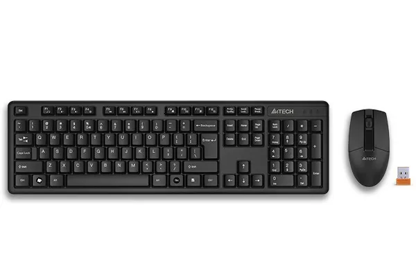 Kit tastatură și mouse wireless A4Tech GK-3, negru, vedere frontală