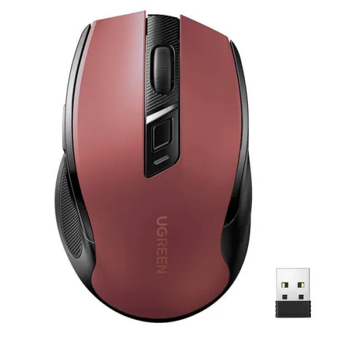 MOUSE Ugreen, "MU006" PC sau NB, bluetooth/wireless 2.4GHz, optic, 5/1 butoane/scroll, 4000 dpi, necesita baterie AA nu este inclusa, rosu "25752" (timbru verde 0.18 lei) - 6941876227525