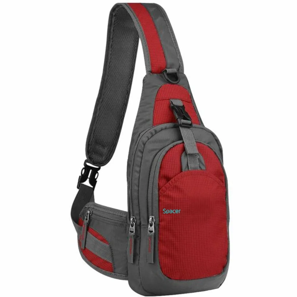 Rucsac sling SPACER nylon roșu cu bretea unică ajustabilă