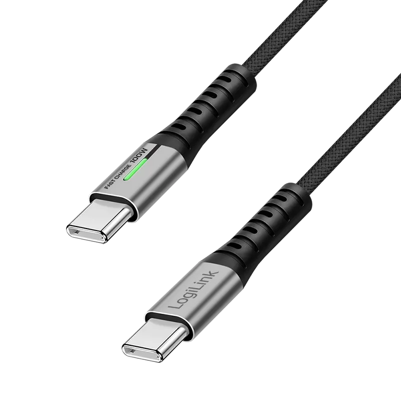 Cablu USB-C Logilink negru și gri, 1m cu conectori Type-C