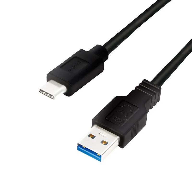 Cablu USB 3.2 Logilink negru cu conectori Type-A și Type-C 0.15m