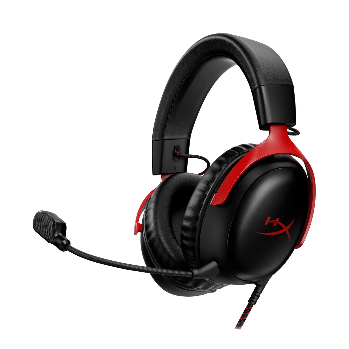 Căști gaming HyperX Cloud III negru și roșu cu microfon detașabil
