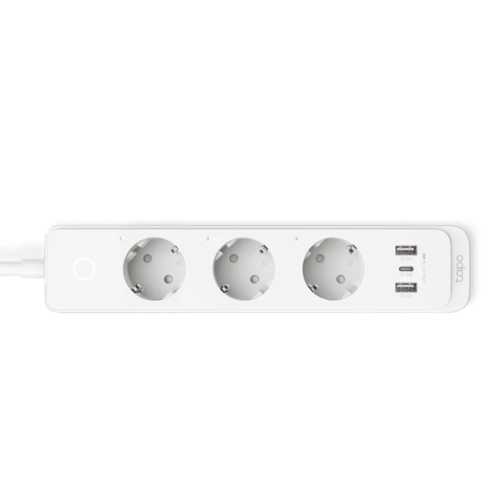Prelungitor inteligent TP-Link Tapo P300 alb cu 3 prize și porturi USB