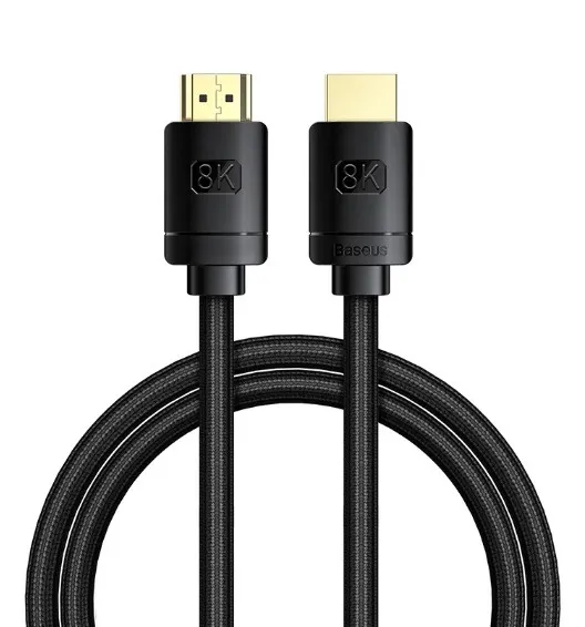 Cablu HDMI 2.1 Baseus 3m negru cu conectori auriți pentru 8K UHD
