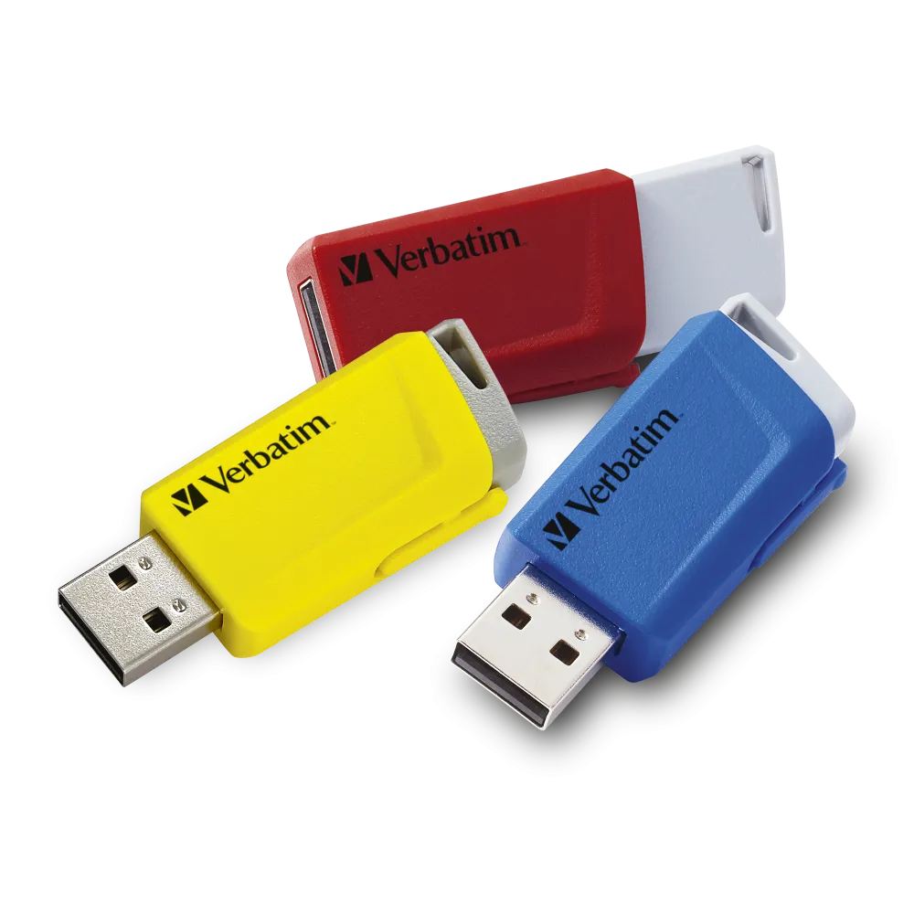 Set 3 stick-uri USB Verbatim StoreNClick 16GB roșu negru galben