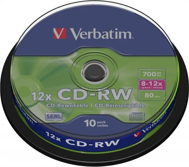 CD-RW Verbatim 700MB 80 minute pachet 10 bucăți spindle
