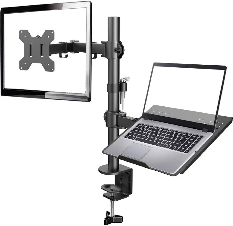 Suport birou Gembird cu monitor și laptop, rotație 360°