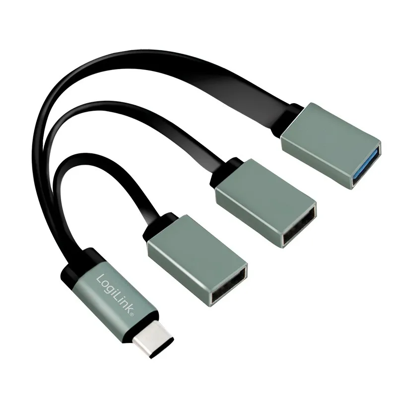 Cablu adaptor OTG Logilink USB-C la USB 3.0 și 2x USB 2.0 negru